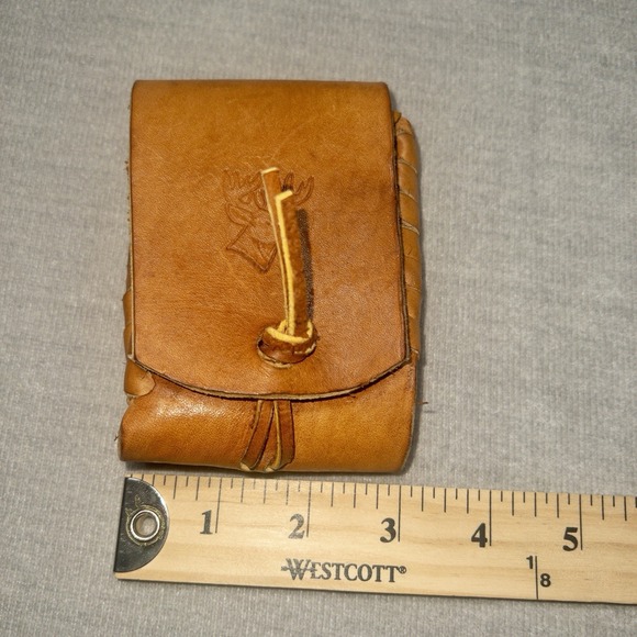 Leather Hand Tooled Ammo Pouch Deer Hunting Outdoors Utility Belt Tactical - Picture 7 of 8